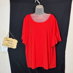 💥NEW ITEM💥 Calvin Klein Red Women's Blouse with Ruffled Sleeves